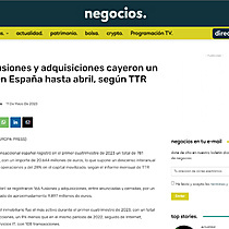 Las fusiones y adquisiciones cayeron un 22% en Espaa hasta abril, segn TTR Data